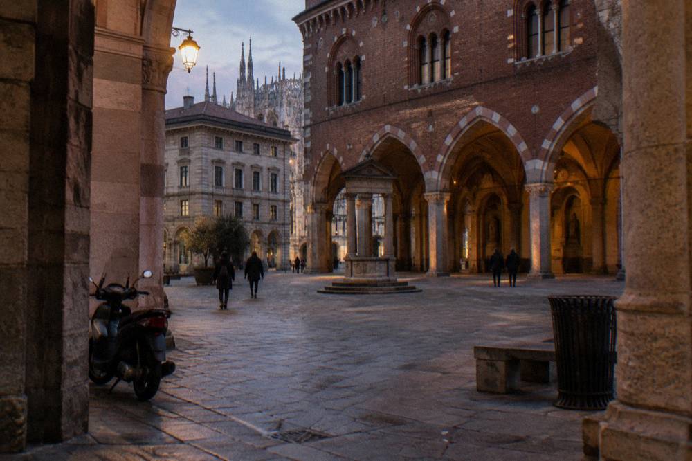Piazza del Duomo open square with the cathedral frontage filling the frame